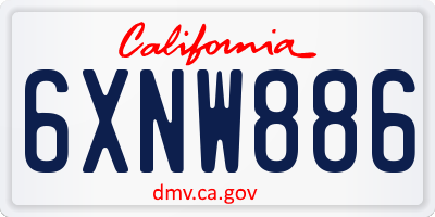 CA license plate 6XNW886