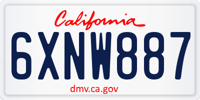 CA license plate 6XNW887