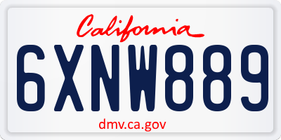 CA license plate 6XNW889