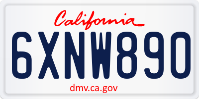 CA license plate 6XNW890
