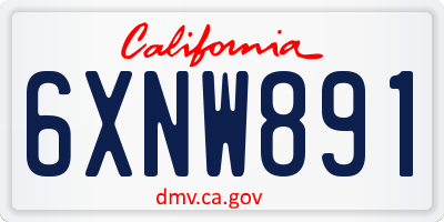 CA license plate 6XNW891