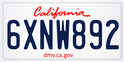 CA license plate 6XNW892