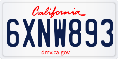 CA license plate 6XNW893