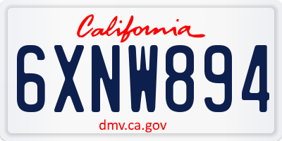 CA license plate 6XNW894