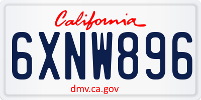 CA license plate 6XNW896