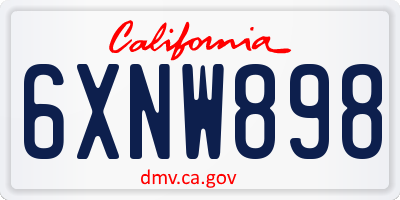CA license plate 6XNW898