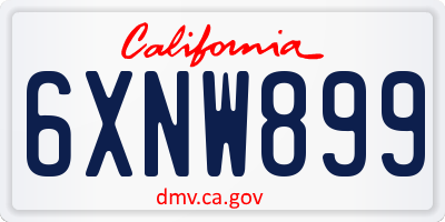 CA license plate 6XNW899