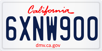 CA license plate 6XNW900