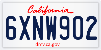 CA license plate 6XNW902