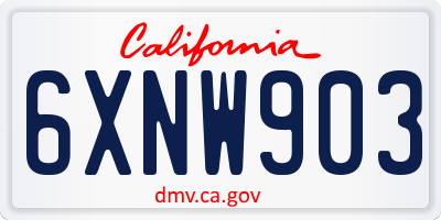 CA license plate 6XNW903