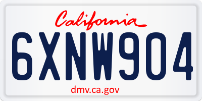 CA license plate 6XNW904