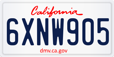 CA license plate 6XNW905