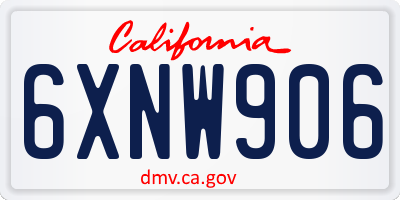 CA license plate 6XNW906
