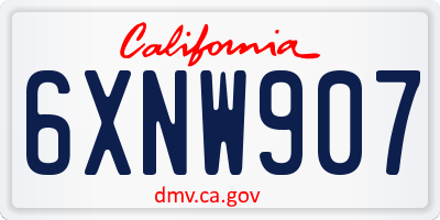 CA license plate 6XNW907