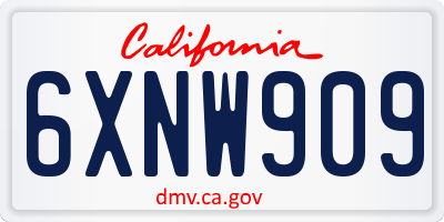 CA license plate 6XNW909