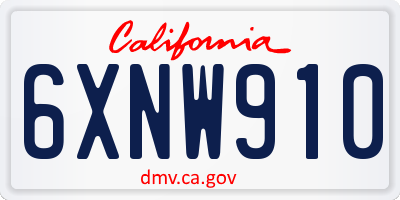 CA license plate 6XNW910