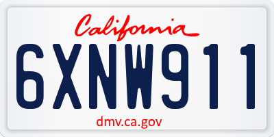 CA license plate 6XNW911