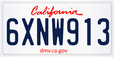 CA license plate 6XNW913