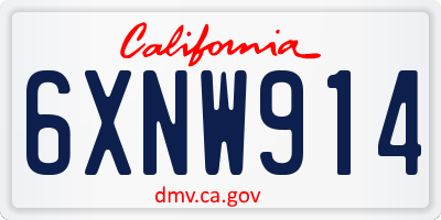 CA license plate 6XNW914