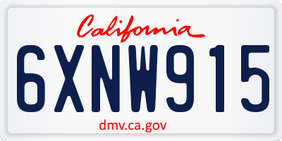 CA license plate 6XNW915