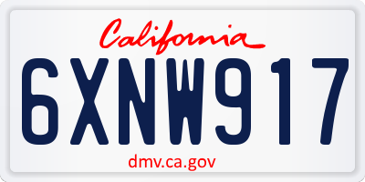 CA license plate 6XNW917