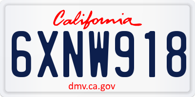 CA license plate 6XNW918