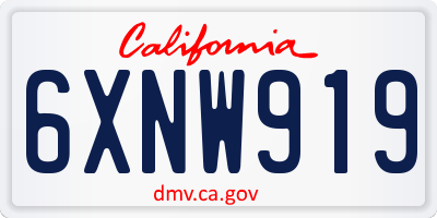 CA license plate 6XNW919