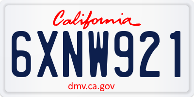 CA license plate 6XNW921