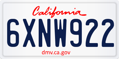 CA license plate 6XNW922