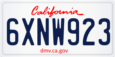 CA license plate 6XNW923