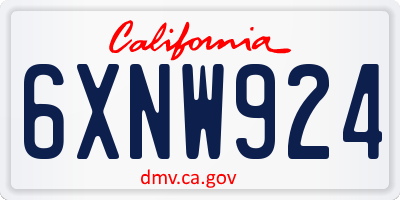 CA license plate 6XNW924