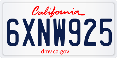 CA license plate 6XNW925