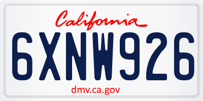 CA license plate 6XNW926
