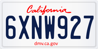 CA license plate 6XNW927