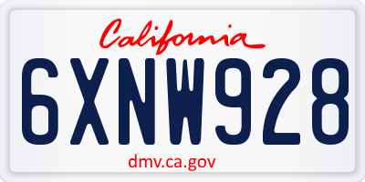 CA license plate 6XNW928