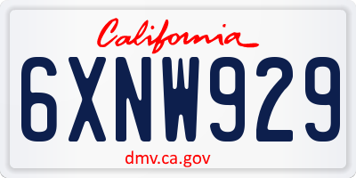 CA license plate 6XNW929