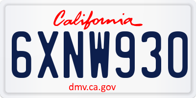 CA license plate 6XNW930