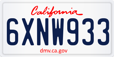 CA license plate 6XNW933