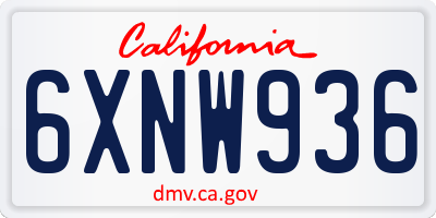 CA license plate 6XNW936