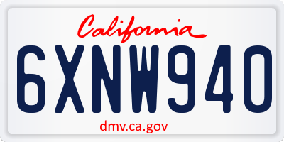 CA license plate 6XNW940