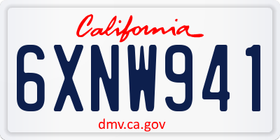 CA license plate 6XNW941