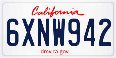 CA license plate 6XNW942