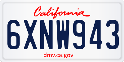 CA license plate 6XNW943