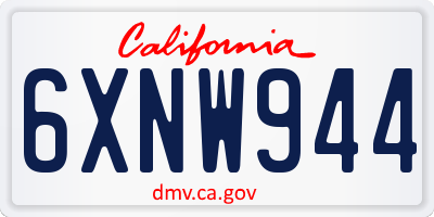 CA license plate 6XNW944