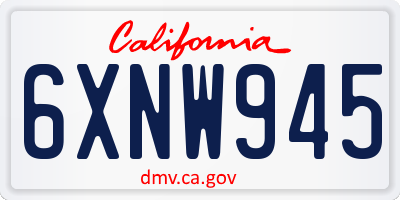 CA license plate 6XNW945