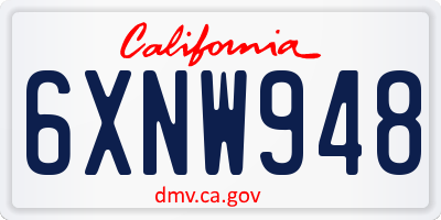 CA license plate 6XNW948
