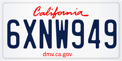 CA license plate 6XNW949