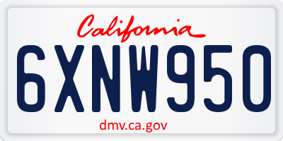 CA license plate 6XNW950