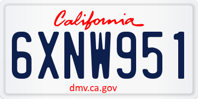 CA license plate 6XNW951