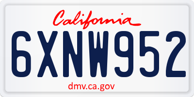 CA license plate 6XNW952